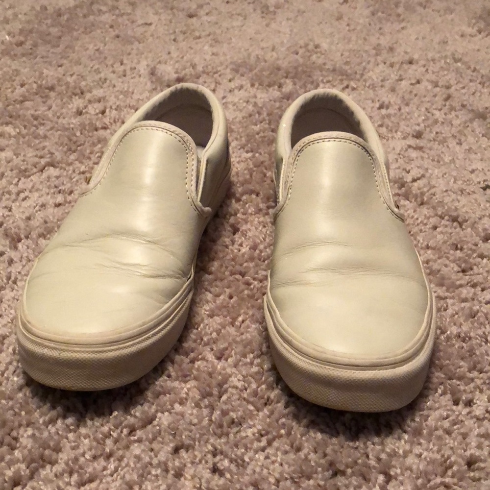 Ivory Slip-on Leather Vans